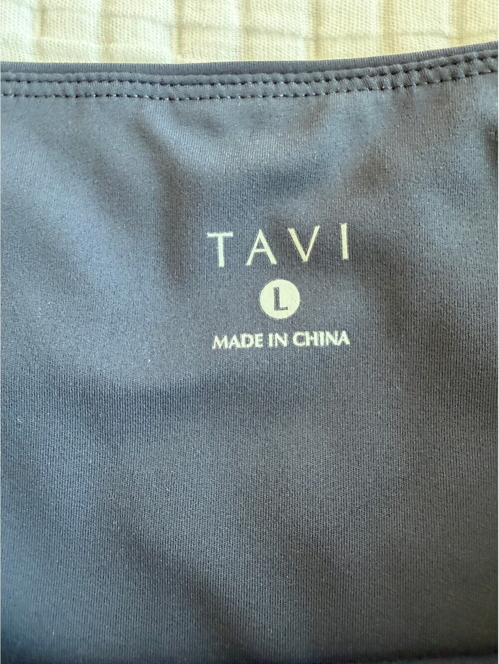 TaviSculpt High Waisted 7/8 Stripe Leggings Navy Coconut Large - Picture 3 of 4